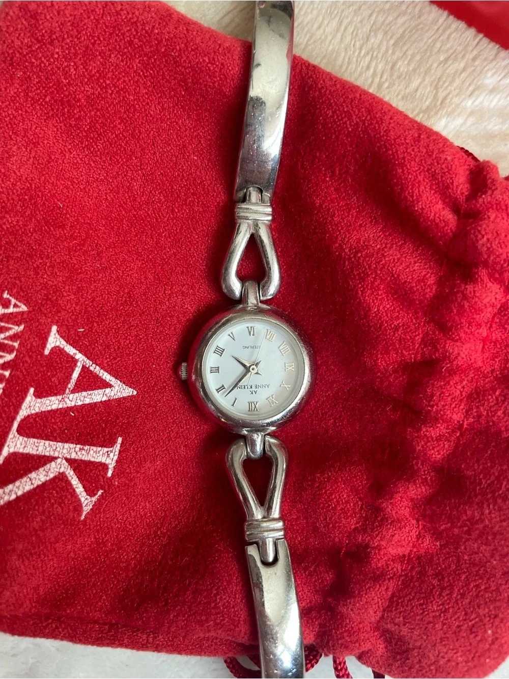 VTG Anne Klein Stainless Steel Silver Tone Ladies Bracelet Watch with White Dial